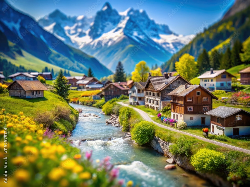 Stunning tilt-shift photography captures Alpine beauty; a miniature world of charming villages and majestic peaks. Stunning tilt-shift photography captures Alpine beauty; a miniature world of charming villages and majestic peaks.