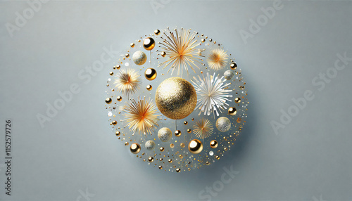 Minimal golden decorated Happy new year