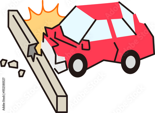 車の交通事故、物損事故のベクターイラスト