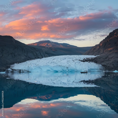 sunrise over a lake in Greenland 