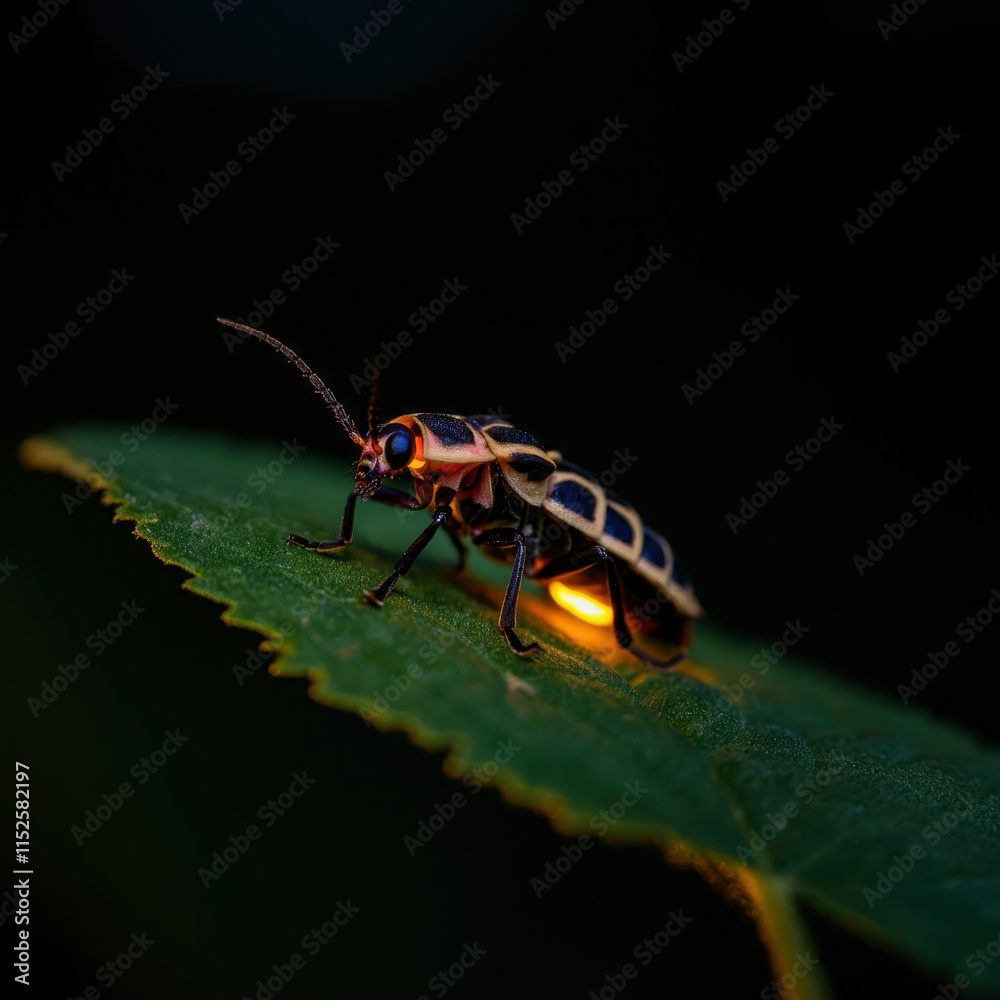 Naklejka premium Firefly macro, close up photograph of a lightning bug. 