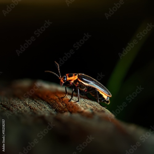 Firefly macro, close up photograph of a lightning bug.
