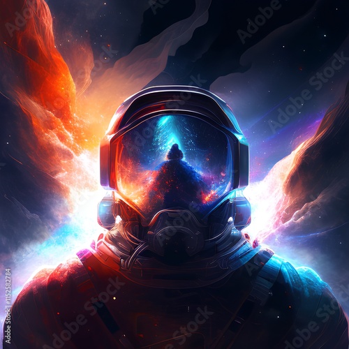 Astronaut in space. Cosmic space background. 3D rendering photo