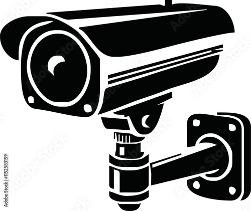 Security camera icon, video surveillance, cctv sign. Yellow triangle indicating camera operation. Surveillance camera,monitoring, safety home protection system. Fixed CCTV, Security Camera Icon Vector