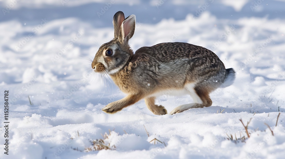 Obraz premium A Wild Rabbit in Winter Wonderland