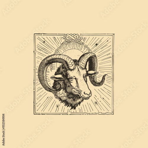 Aries zodiac sign design vector logo template