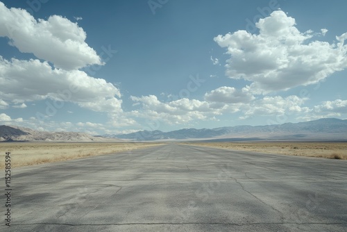 Wallpaper Mural Asphalt road vanishing into desert landscape under a partly cloudy sky. Torontodigital.ca