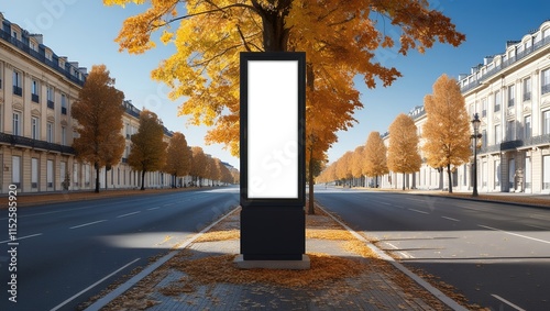 advertisement white blank billboard in the street on autumn