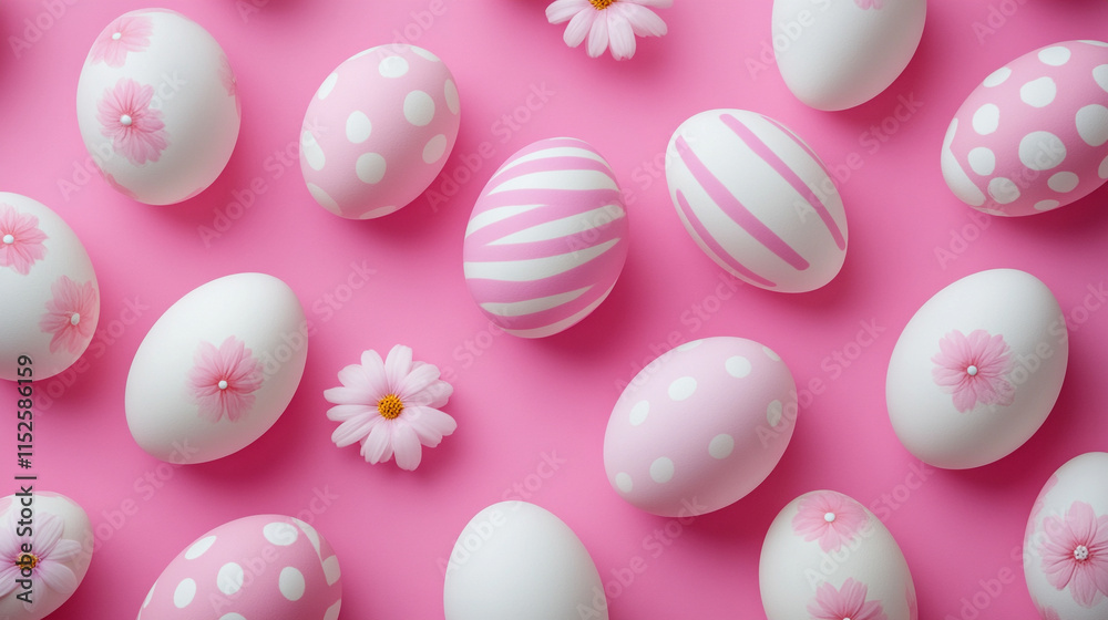 A vibrant pattern of pink and white Easter eggs scattered across a soft pink background representing chaos and the playful nature of the holiday season
A vibrant pattern of pink and white Easter eggs scattered across a soft pink background representing chaos and the playful nature of the holiday season