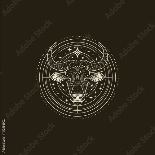 Buffalo taurus zodiac sign design vector template