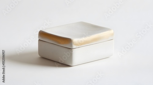 Wallpaper Mural A small white and gold ceramic box, resting on a smooth white background Torontodigital.ca