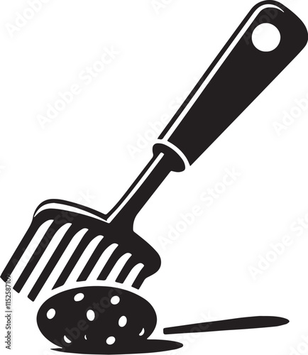 Potato Masher Silhouette line art vector illustration on white background