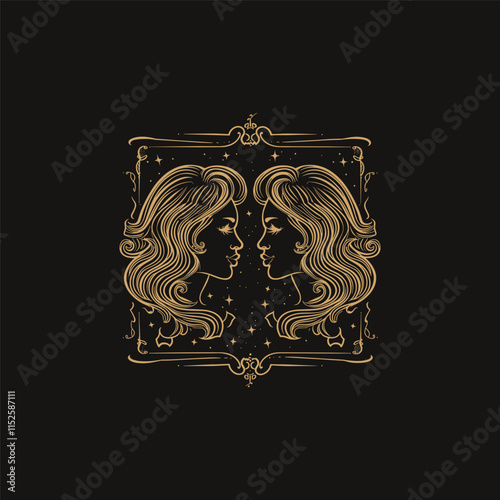 Gemini zodiac sign design template vector