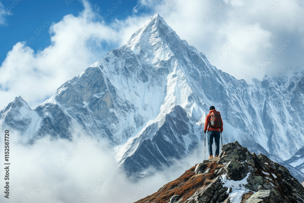 登山をする男性 チャレンジ 成長 コンセプト 登山をする男性 チャレンジ 成長 コンセプト