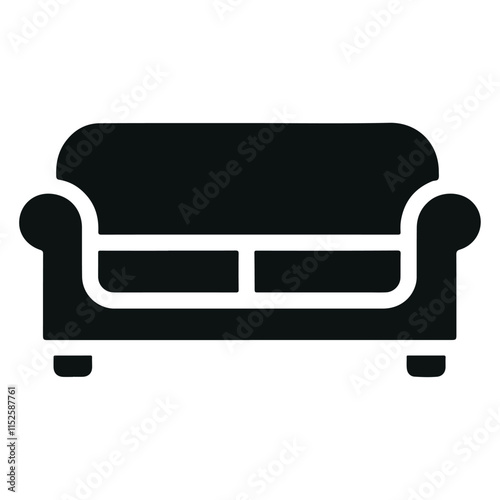 Vector silhouette illustration of a black two-seater sofa