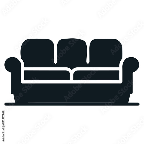 Vector silhouette of a black two-seater sofa illustration