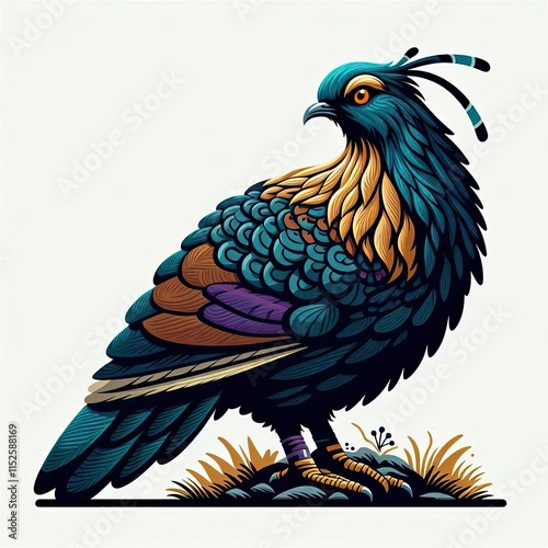 Lophophores, Himalayan monal Illustration. Dafe National Bird of Nepal.
 photo