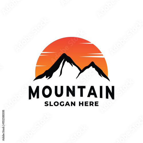 mountain sunset logo dedsign concept idea