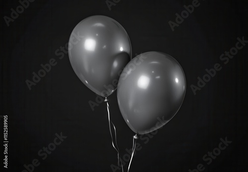 Black and Silver Balloons on Dark Background for Celebration Decor photo