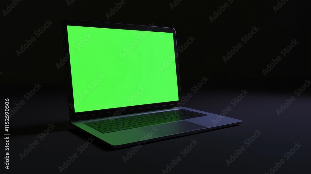 Blank Green Screen Laptop Mockup for Design and Media Projects Blank Green Screen Laptop Mockup for Design and Media Projects