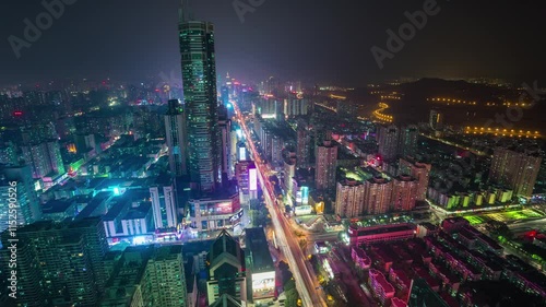 Wallpaper Mural SHENZHEN, CHINA - NOVEMBER 7, 2024: Vibrant nighttime cityscape showcasing skyscrapers and illuminated streets Torontodigital.ca