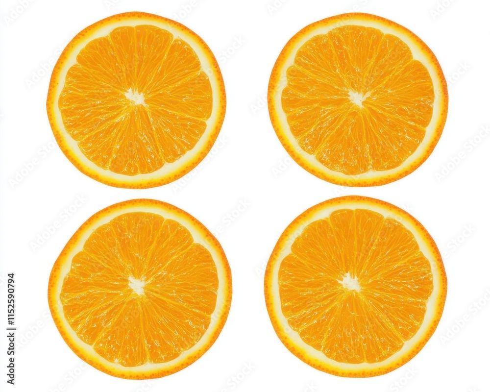 Freshly Sliced Orange Citrus Fruit Isolated on White Background Freshly Sliced Orange Citrus Fruit Isolated on White Background