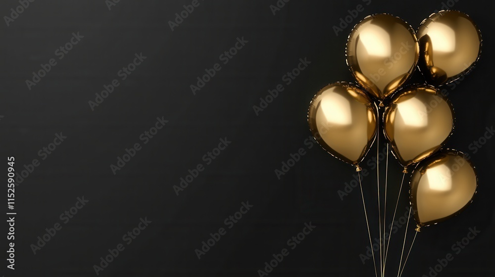 Elegant Golden Heart Balloons Against Dark Background for Celebrations