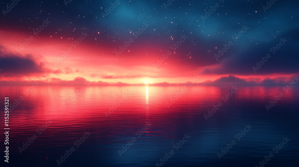 Fototapeta premium vivid clouds during a sunset creating a hyperrealistic and blurred scene filled with dramatic colors and the symbolic beauty of nature's chaos