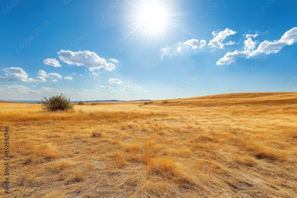 Golden Grasslands Under a Bright Sunny Sky Golden Grasslands Under a Bright Sunny Sky