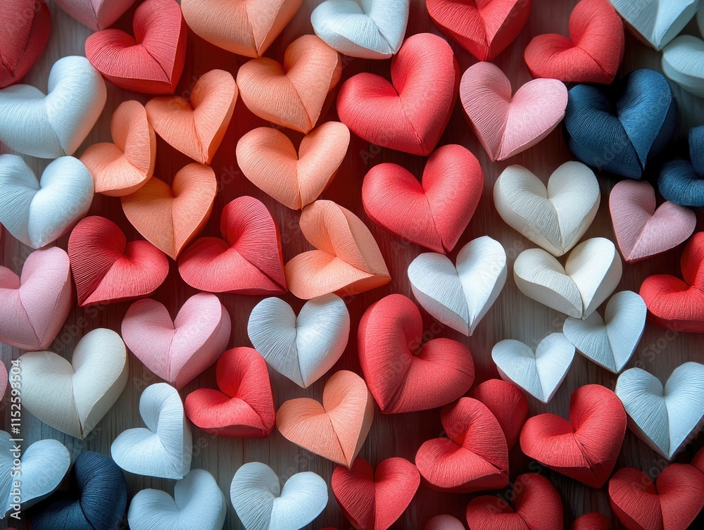 Red, pink and white paper hearts scattered on wooden table, romantic Valentine's Day concept. Perfect for love, dating themes, holiday decorations, greeting card designs and social media posts. Red, pink and white paper hearts scattered on wooden table, romantic Valentine's Day concept. Perfect for love, dating themes, holiday decorations, greeting card designs and social media posts.