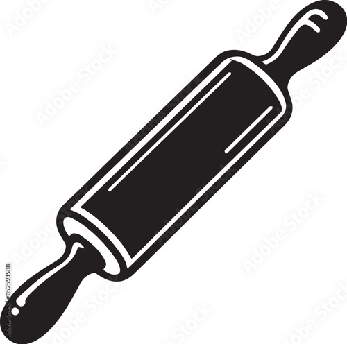 Rolling Pin Silhouette line art vector illustration on white background