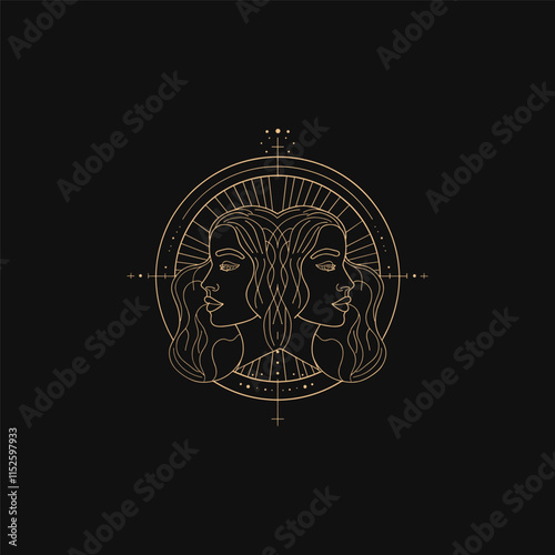 Gemini zodiac sign design template vector