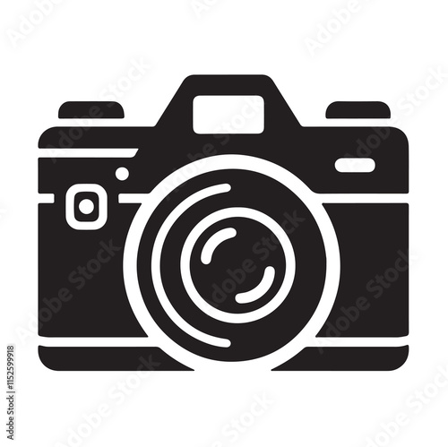 Vector silhouette of a hand-drawn digital camera icon