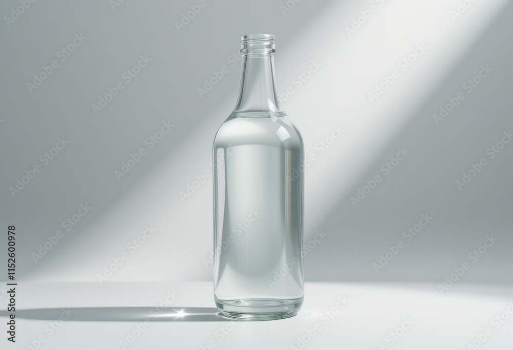 Elegant Glass Bottle with Reflection on White Elegant Glass Bottle with Reflection on White