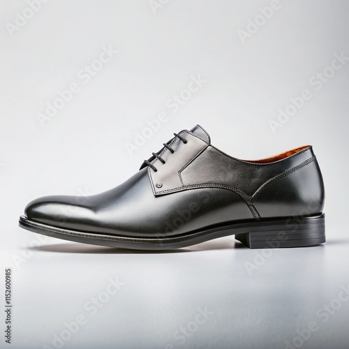 Elegant black formal shoes for men with classic design, perfect for office wear, mockup background for presentations photo