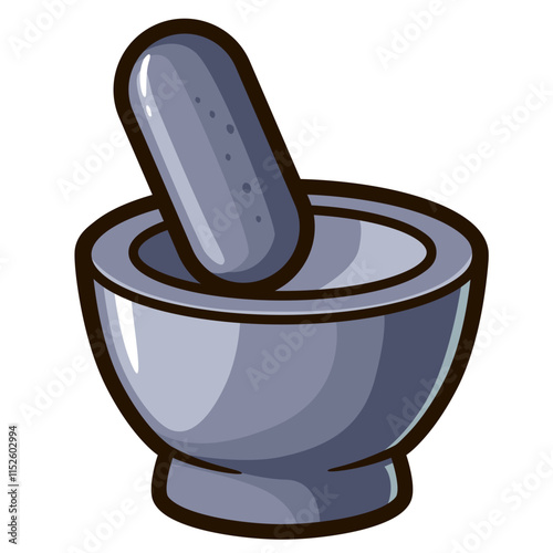 mortar and pestle cartoon illustration 
