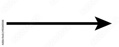 Long and thin black arrow isolated on a transparent background - Straight vector arrow