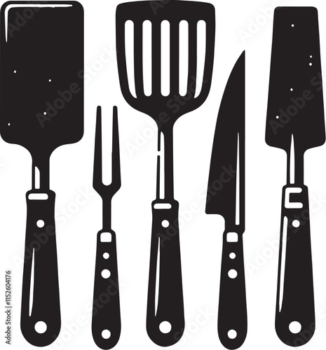 Spatula Silhouette line art vector illustration on white background