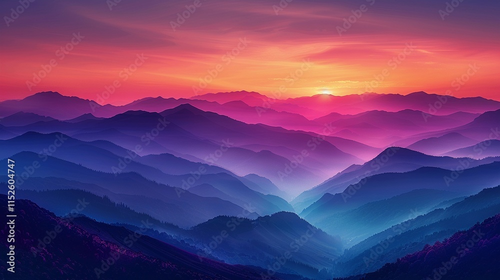 Obraz premium 夕焼けの壮大な山脈の景色11