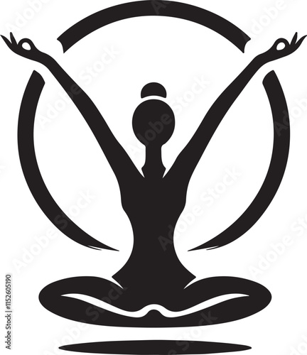 Abstract symbol logo icon design of yoga gymnastics art as a silhouette depiction of a health service company mascot symbol