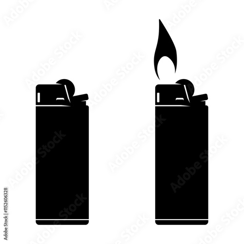 Plastic Lighter Black Silhouette Illustration Icon