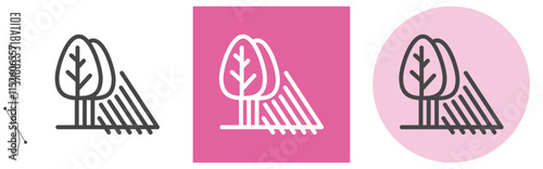 熱中症対策、木陰｜ライン・アイコン　[線の編集可能]