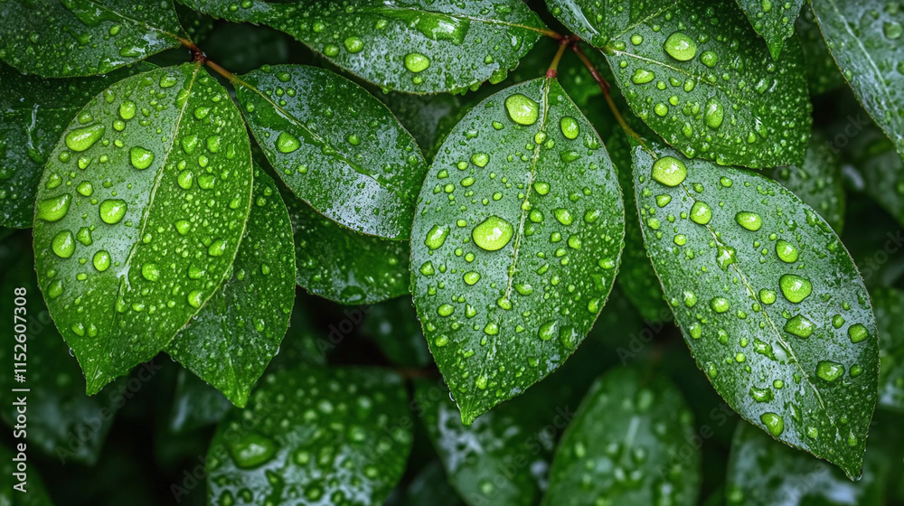 Water drops from rain falling on green spring or summer season nature tree branch leaf or leaves. wet foliage environment, raindrop, freshness, morning, forest. Water drops from rain falling on green spring or summer season nature tree branch leaf or leaves. wet foliage environment, raindrop, freshness, morning, forest.