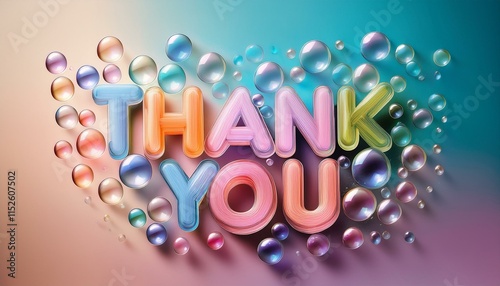 カラフルなシャボン玉デザインの感謝メッセージThank you message with colorful soap bubble design