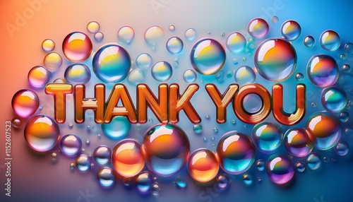 カラフルなシャボン玉デザインの感謝メッセージThank you message with colorful soap bubble design
