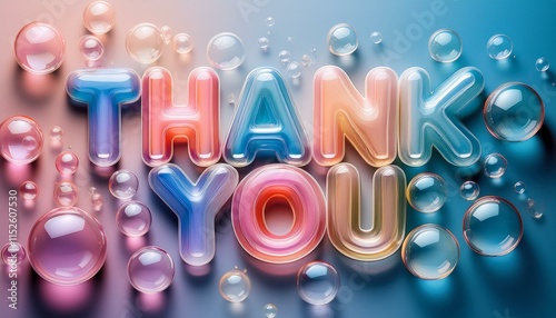 カラフルなシャボン玉デザインの感謝メッセージThank you message with colorful soap bubble design