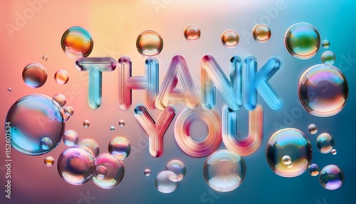 カラフルなシャボン玉デザインの感謝メッセージThank you message with colorful soap bubble design
