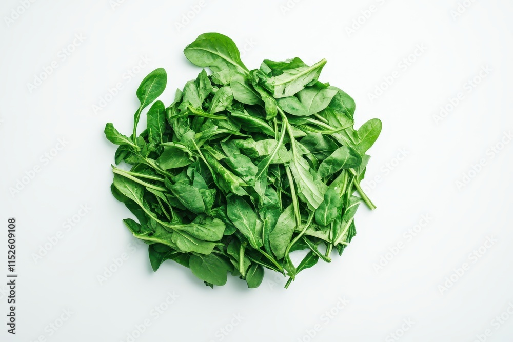 Fresh arugula leaves pile isolated on white. Fresh arugula leaves pile isolated on white.