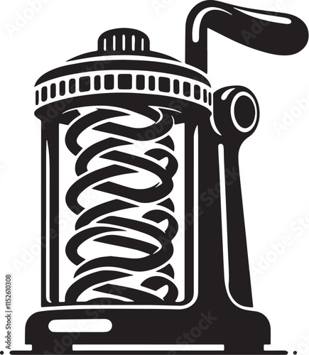 Vegetable Spiralizer Silhouette line art vector illustration on white background