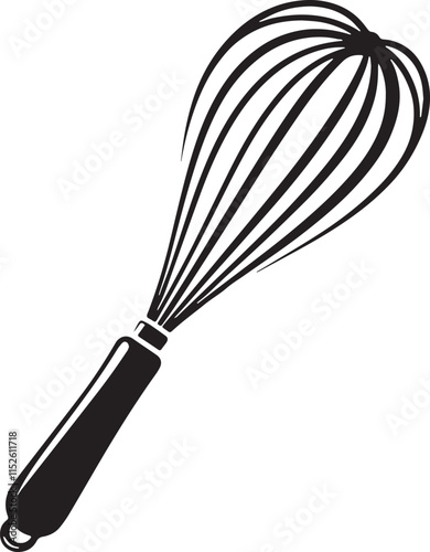 Whisk Silhouette line art vector illustration on white background